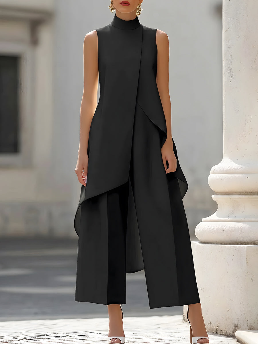 Conjunto Elena Set Elegante con Top Asimétrico y Pantalón Fluido