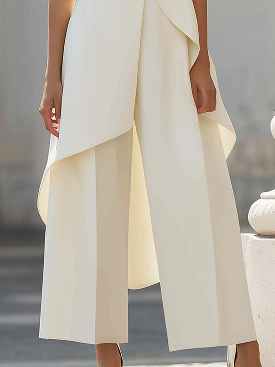 Conjunto Elena Set Elegante con Top Asimétrico y Pantalón Fluido