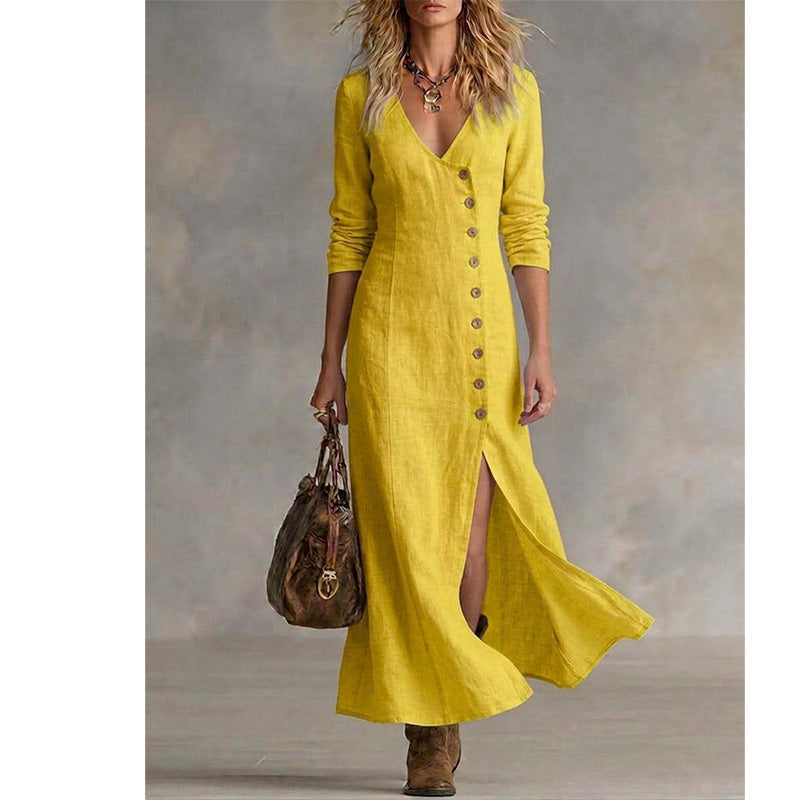 Vestido mujer vintage elegante con botones