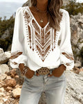 Blusa bohemia para mujer con escote en V y estampado étnico