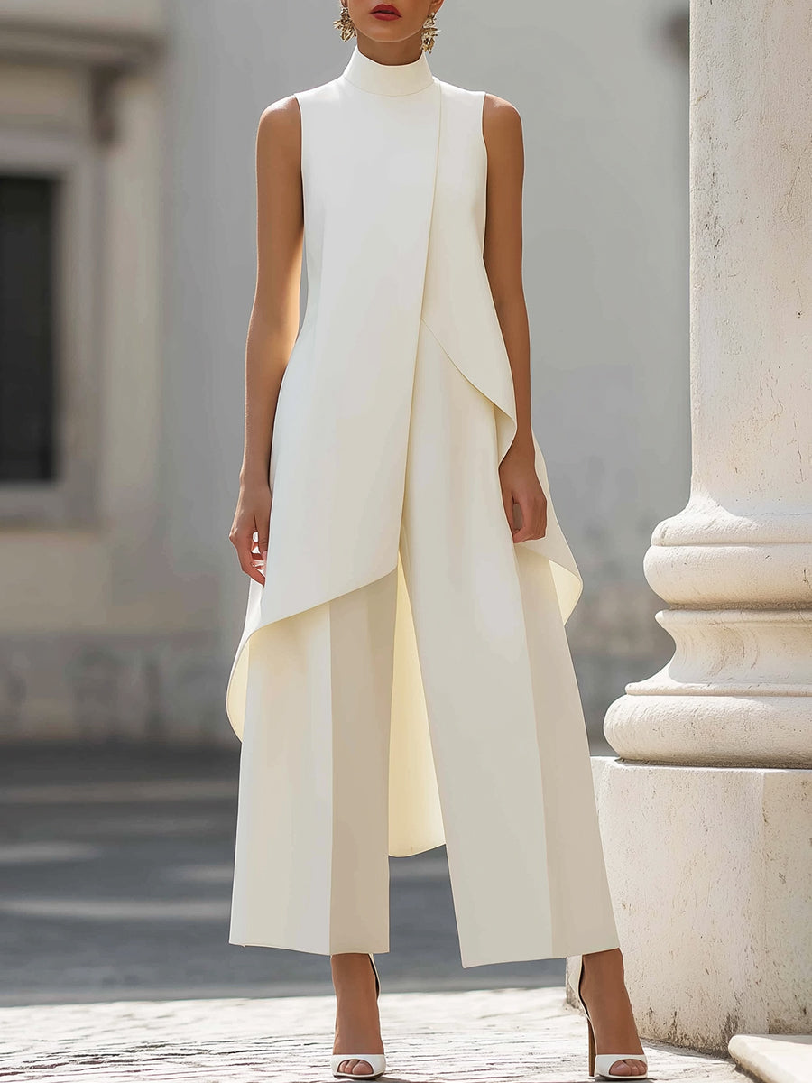 Conjunto Elena Set Elegante con Top Asimétrico y Pantalón Fluido