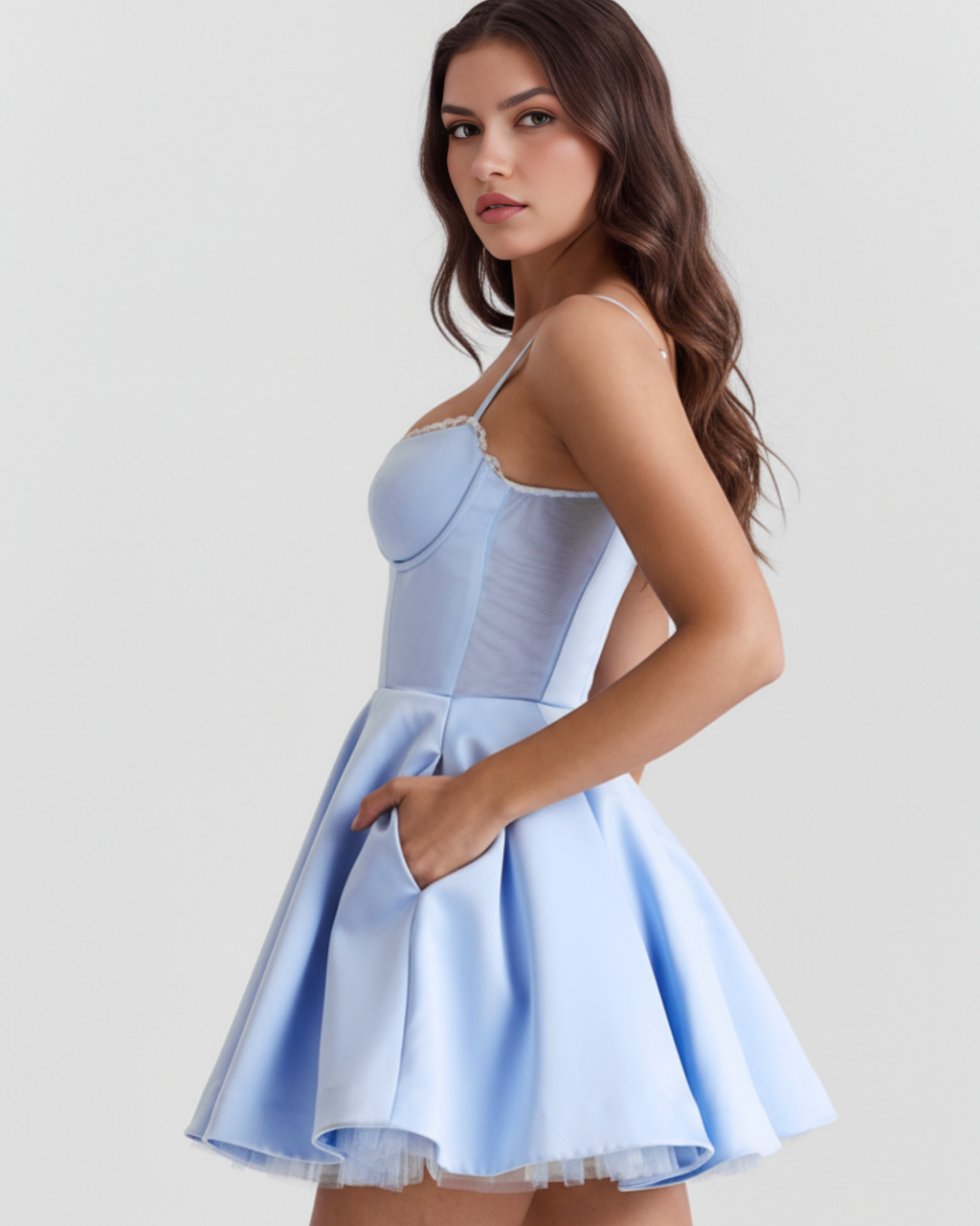 Selene - Vestido midi con capas de tul y bolsillos ocultos