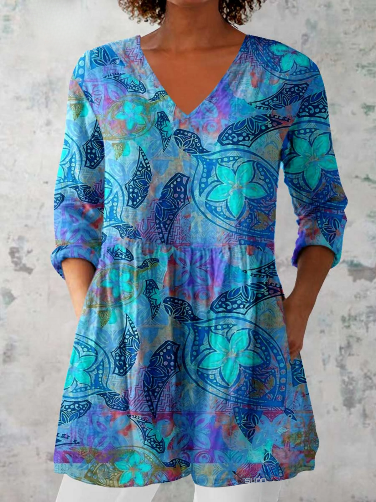 Julieta - Blusa larga con cuello en V