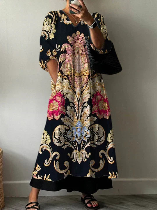 Vestido maxi bohemio para mujer con estampado elegante