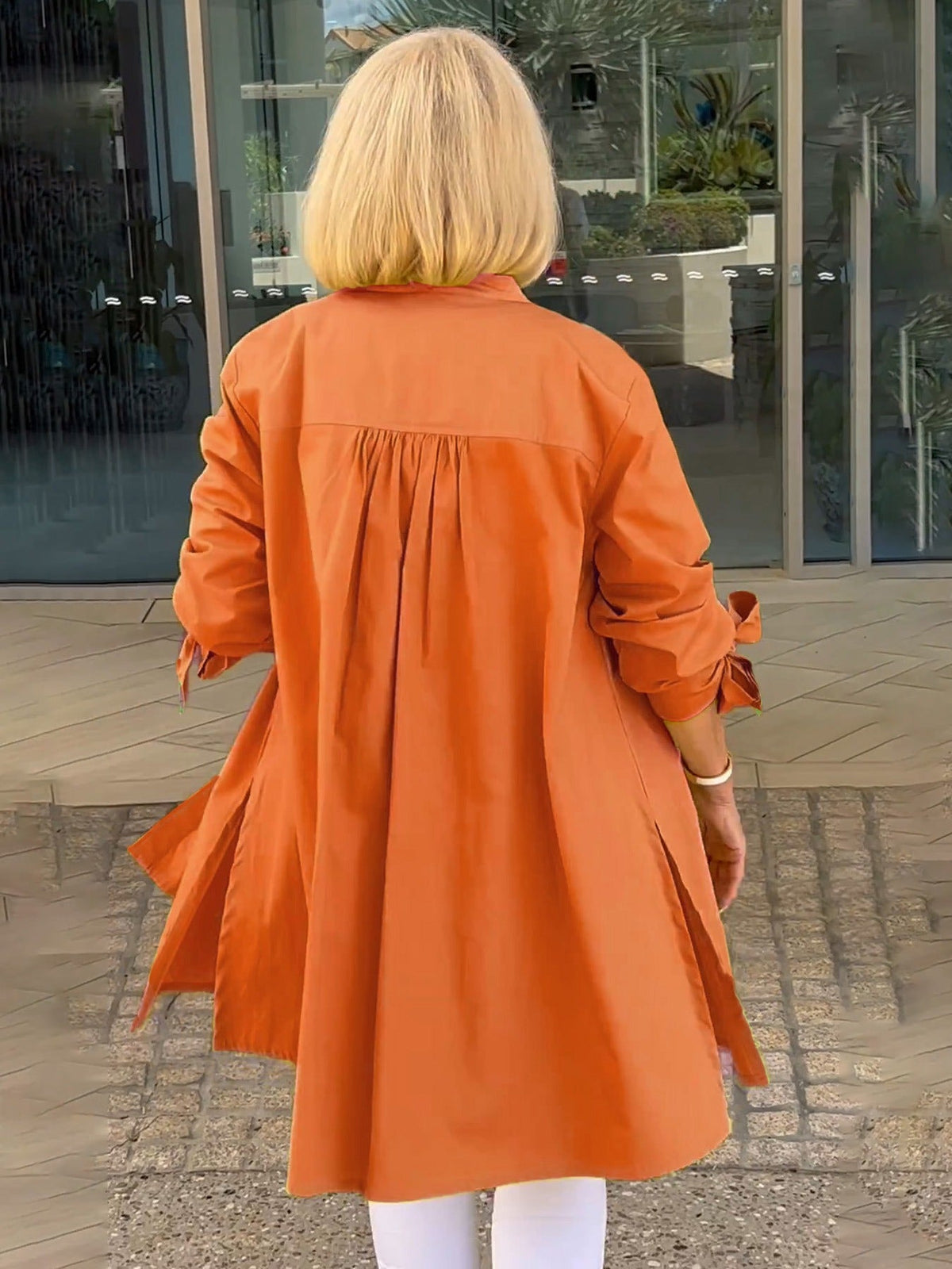 Chaqueta camisa mujer larga algodón elegante