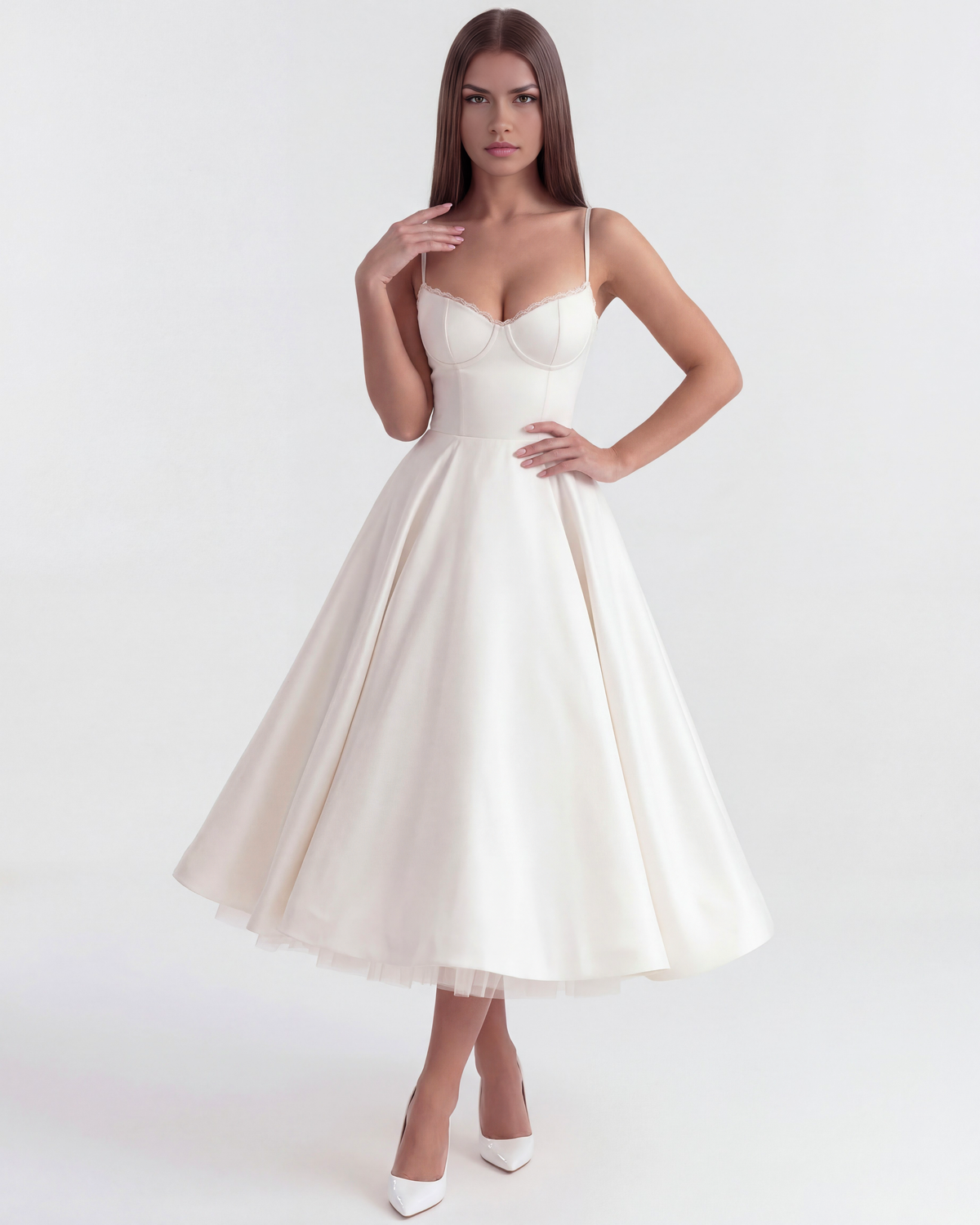Selene - Vestido midi con capas de tul y bolsillos ocultos