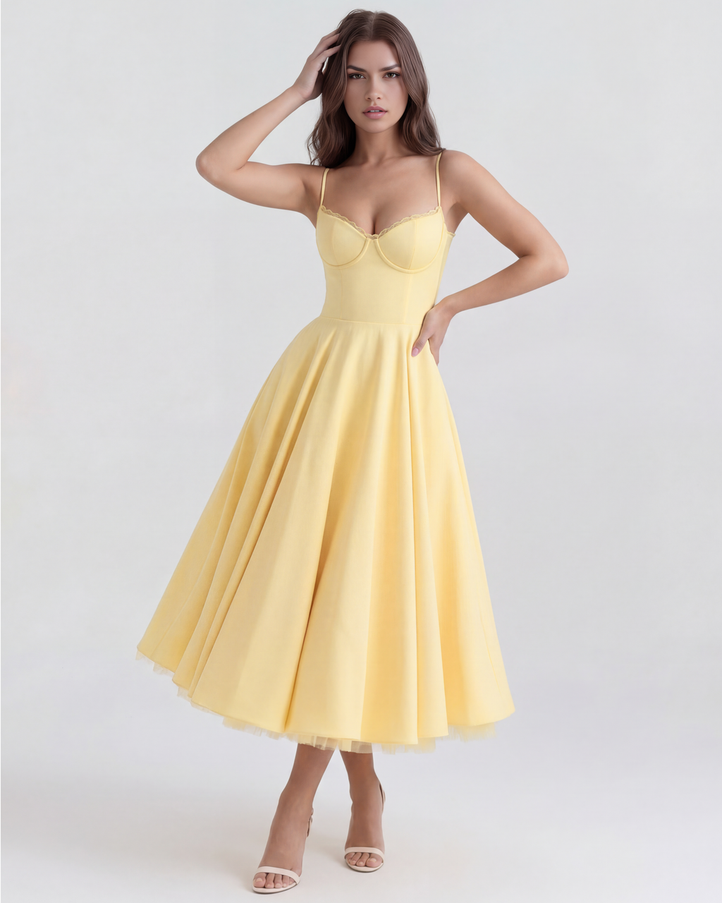 Selene - Vestido midi con capas de tul y bolsillos ocultos