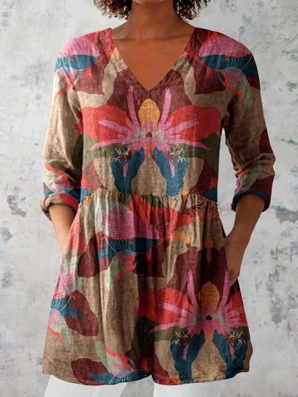 Sara - Blusa larga con cuello en V