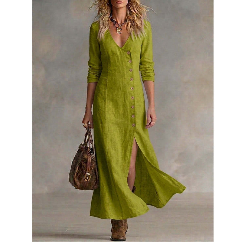 Vestido mujer vintage elegante con botones