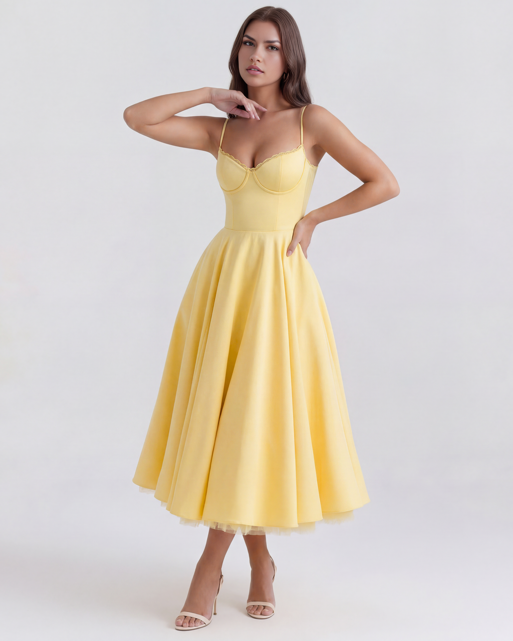 Selene - Vestido midi con capas de tul y bolsillos ocultos