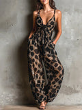Mono mujer estampado animal con tirantes y pierna ancha