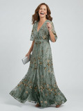 Vestido largo floral para mujer con escote cruzado