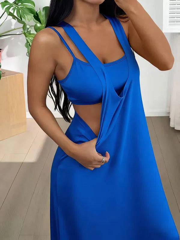 Vestido largo para mujer con tirantes anchos y silueta fluida