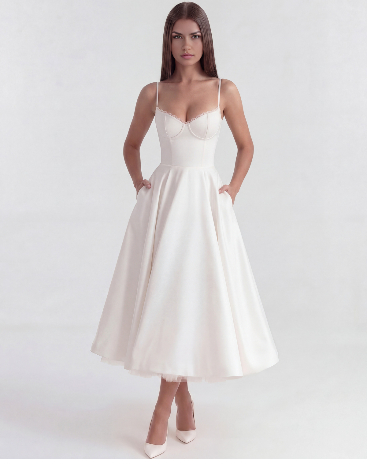 Selene - Vestido midi con capas de tul y bolsillos ocultos