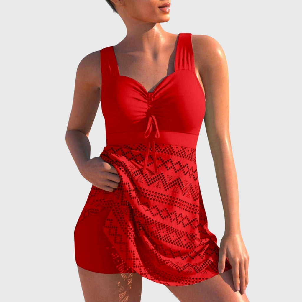 Tankini nylon elastano con falda calada y soporte para playa