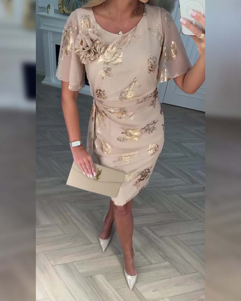 Vestido mujer elegante con estampado floral y corte entallado