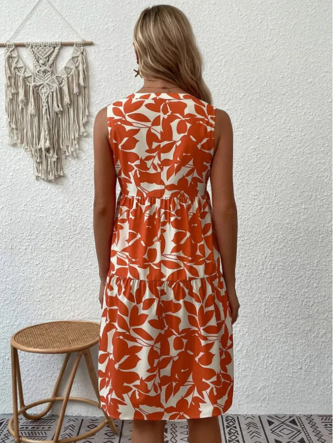 Vestido corto para mujer con estampado floral y escote en V
