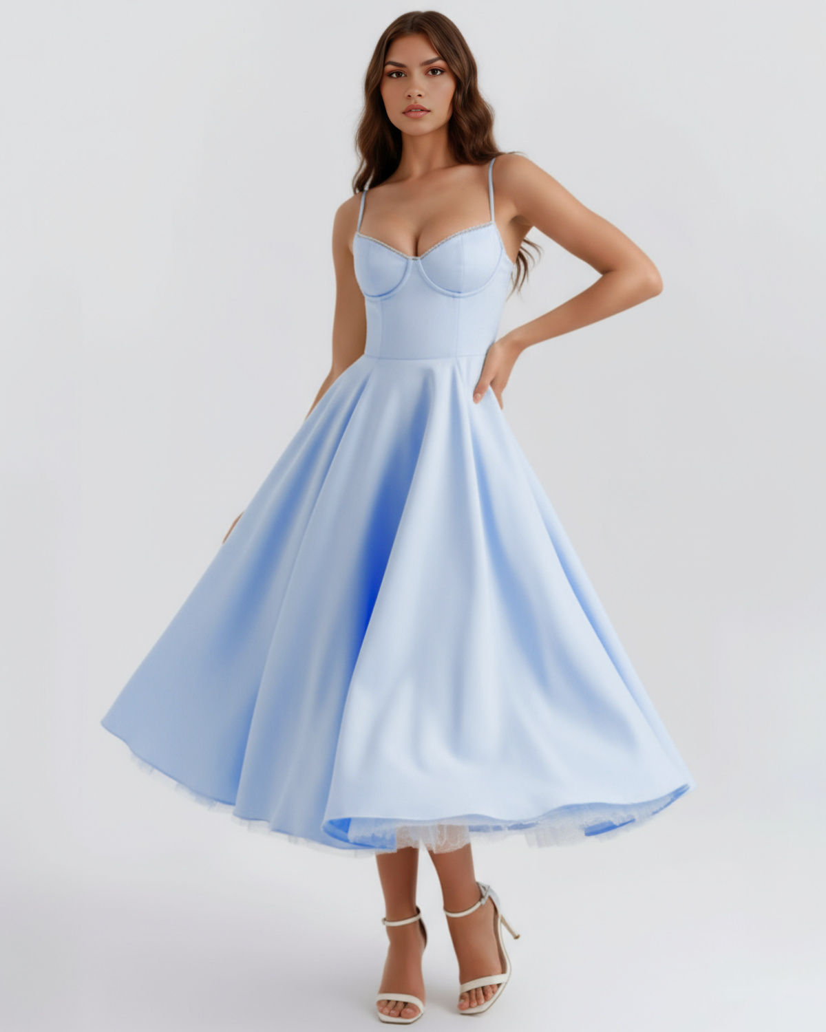 Selene - Vestido midi con capas de tul y bolsillos ocultos