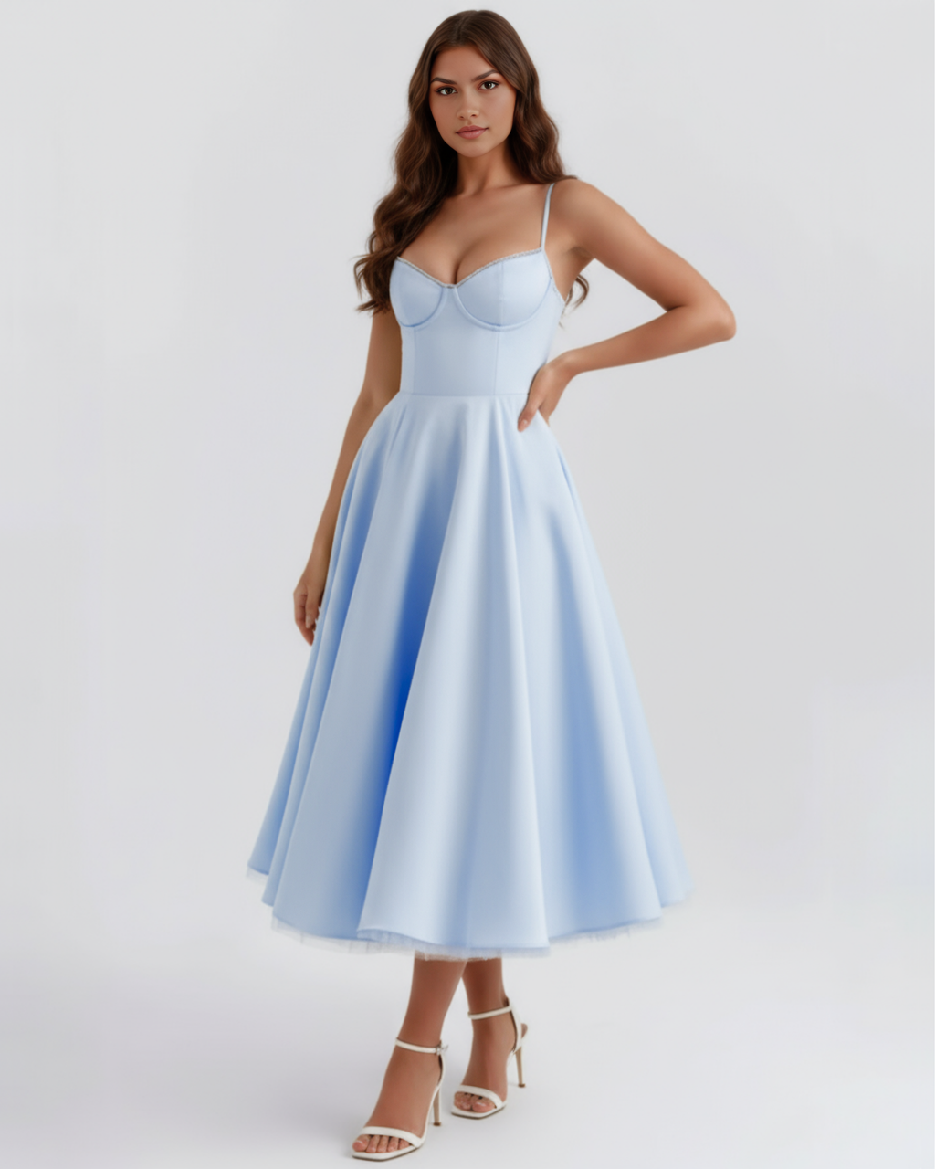 Selene - Vestido midi con capas de tul y bolsillos ocultos