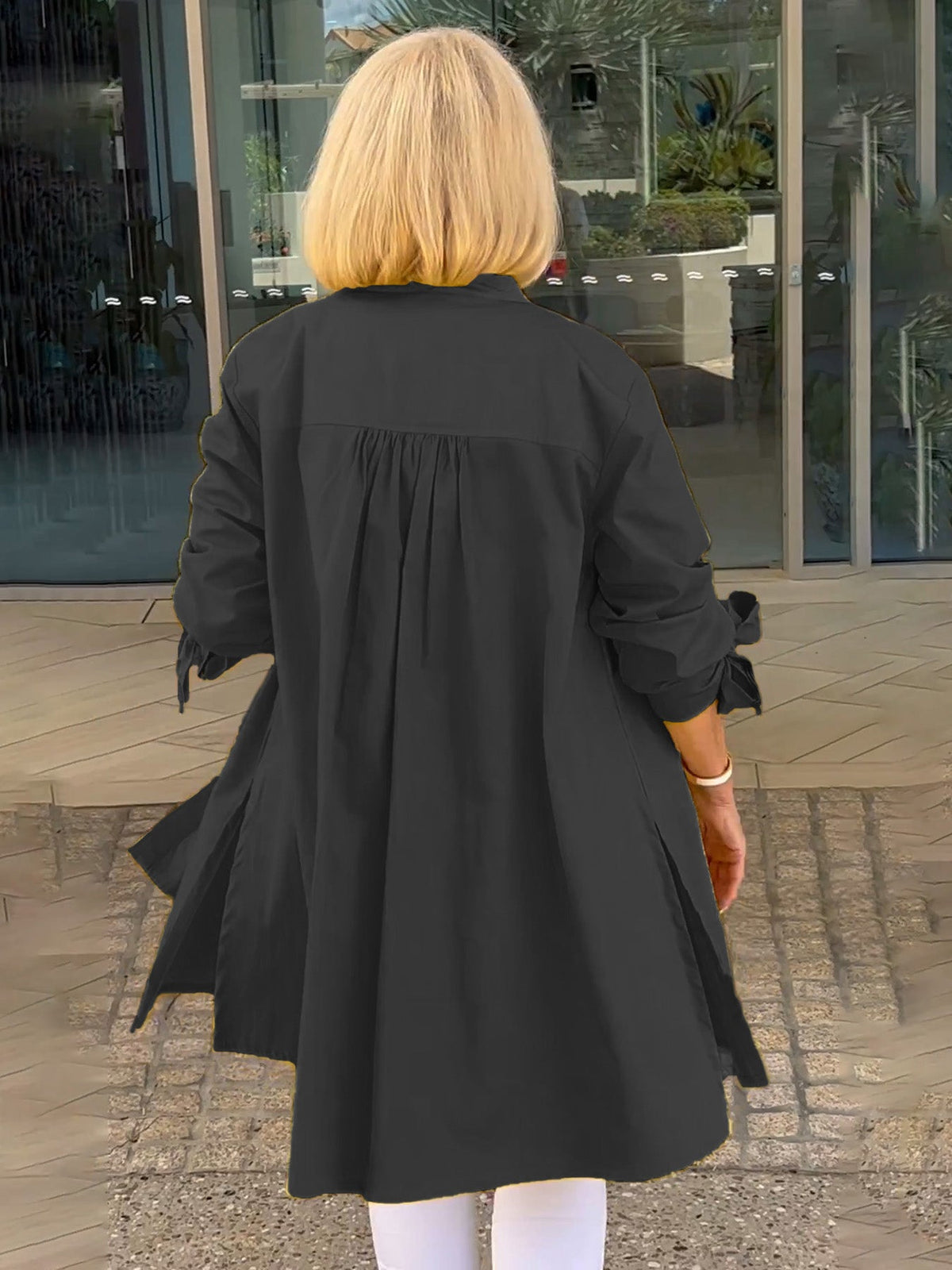 Chaqueta camisa mujer larga algodón elegante