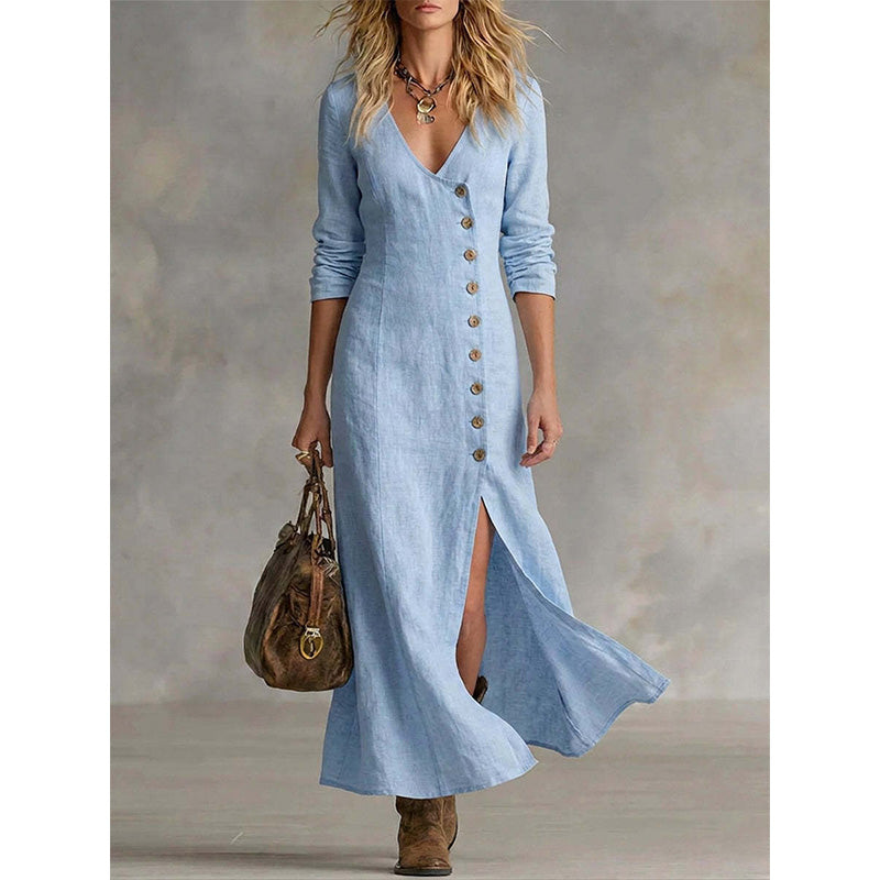 Vestido mujer vintage elegante con botones