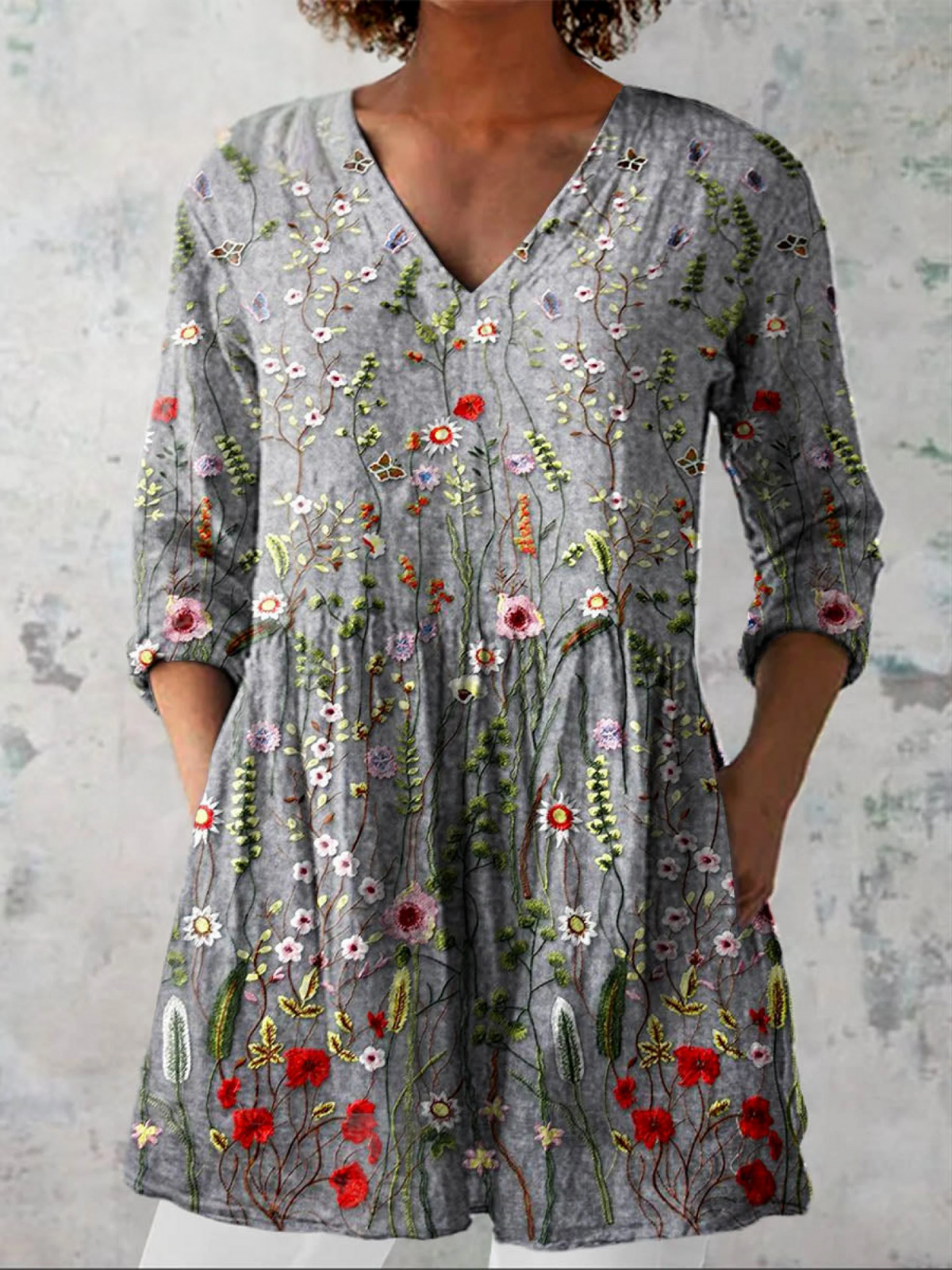 Amelia - Blusa larga con cuello en V