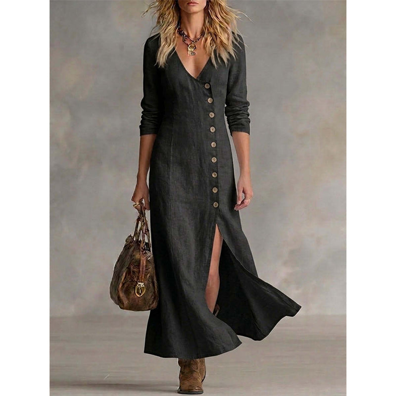 Vestido mujer vintage elegante con botones