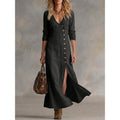 Vestido mujer vintage elegante con botones