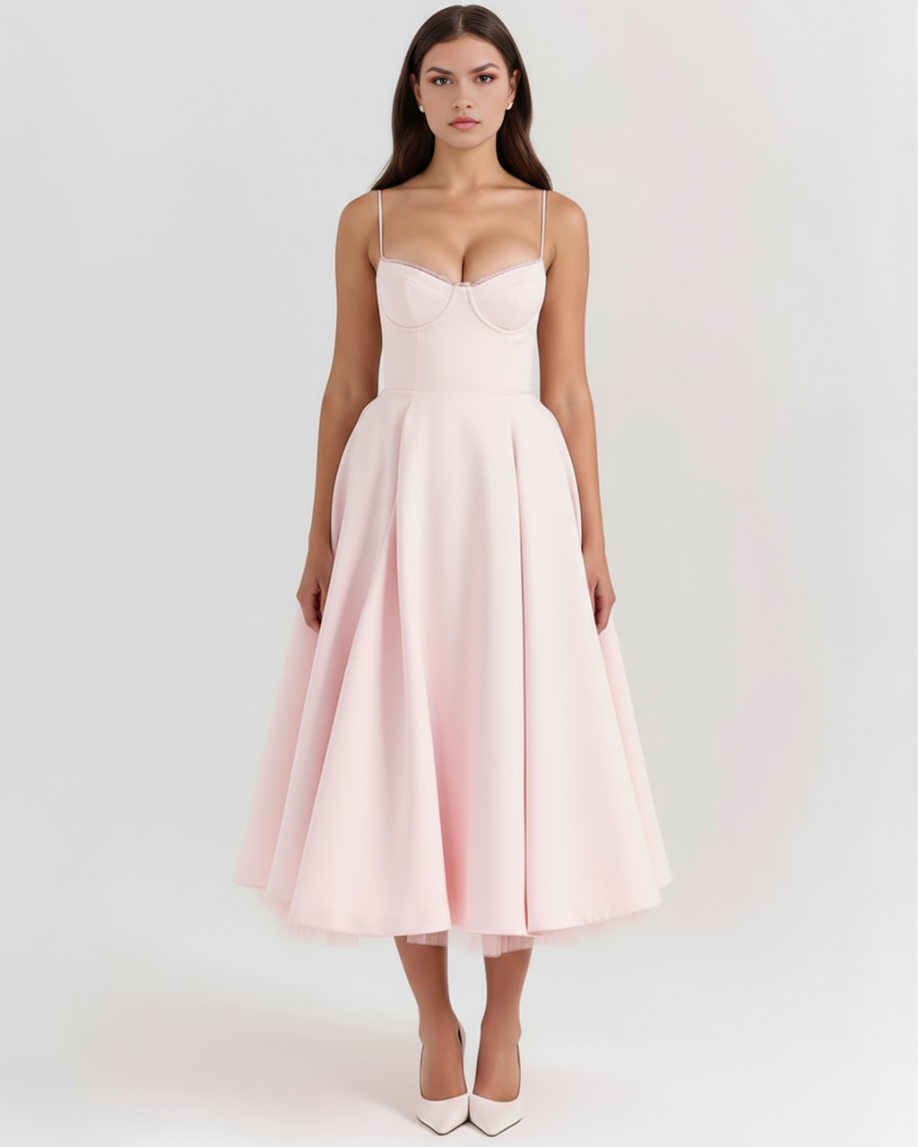 Selene - Vestido midi con capas de tul y bolsillos ocultos