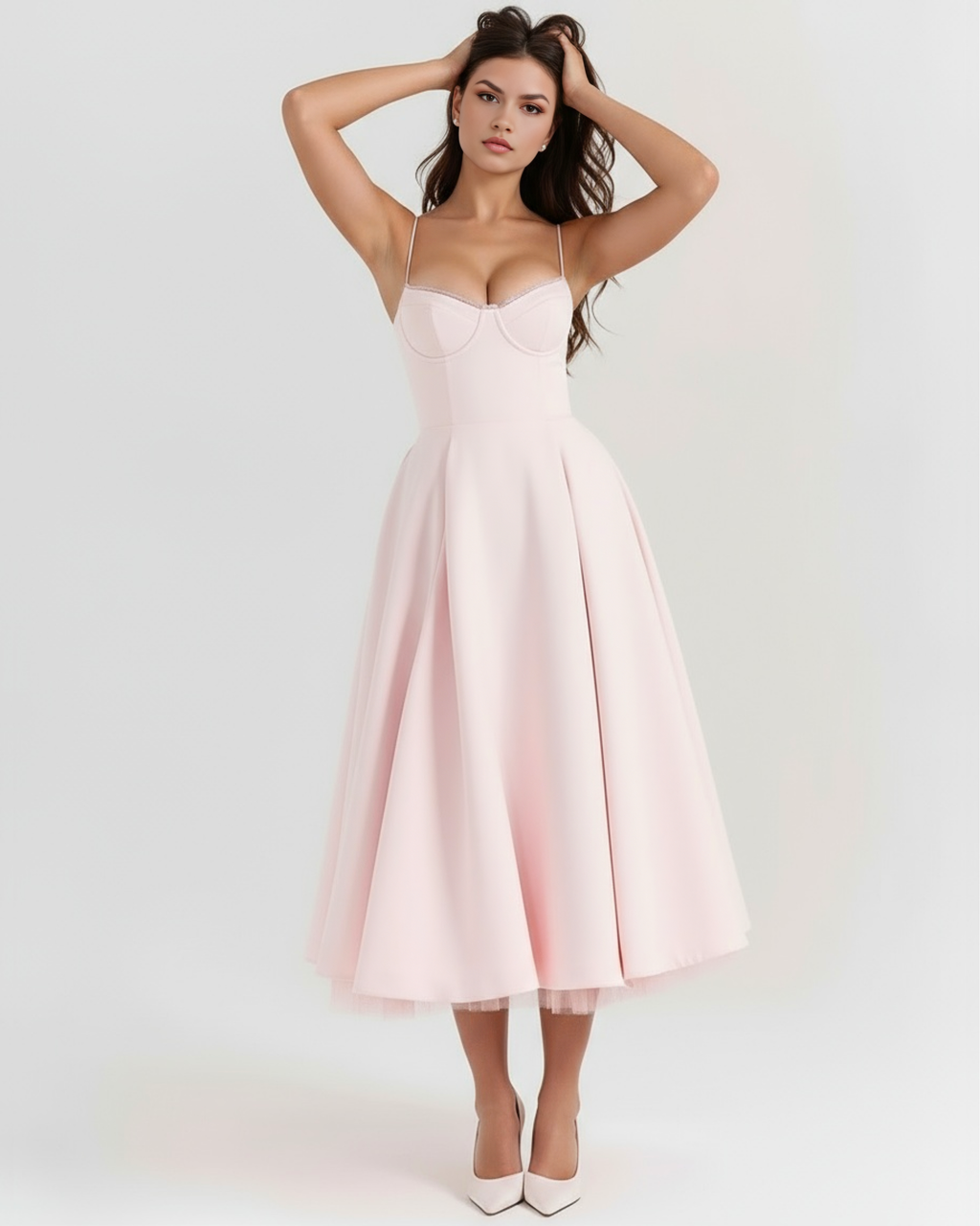 Selene - Vestido midi con capas de tul y bolsillos ocultos