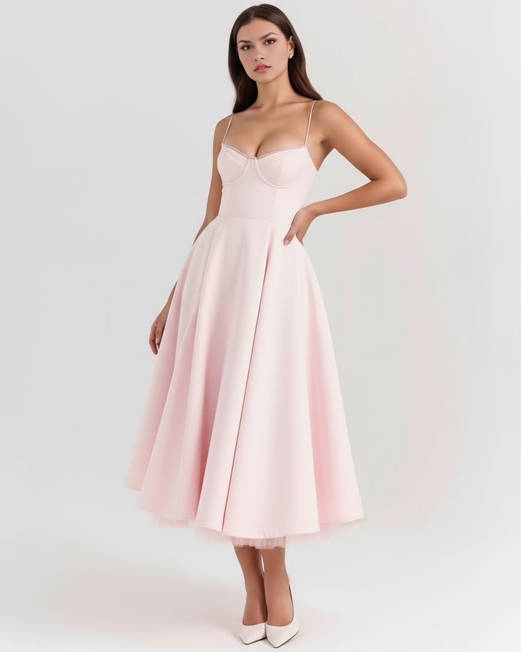 Selene - Vestido midi con capas de tul y bolsillos ocultos