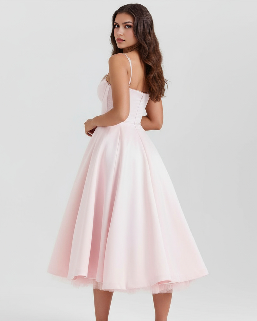 Selene - Vestido midi con capas de tul y bolsillos ocultos