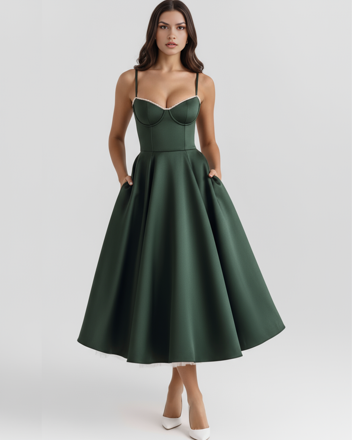Selene - Vestido midi con capas de tul y bolsillos ocultos