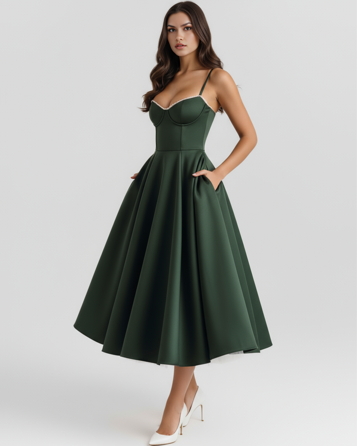Selene - Vestido midi con capas de tul y bolsillos ocultos
