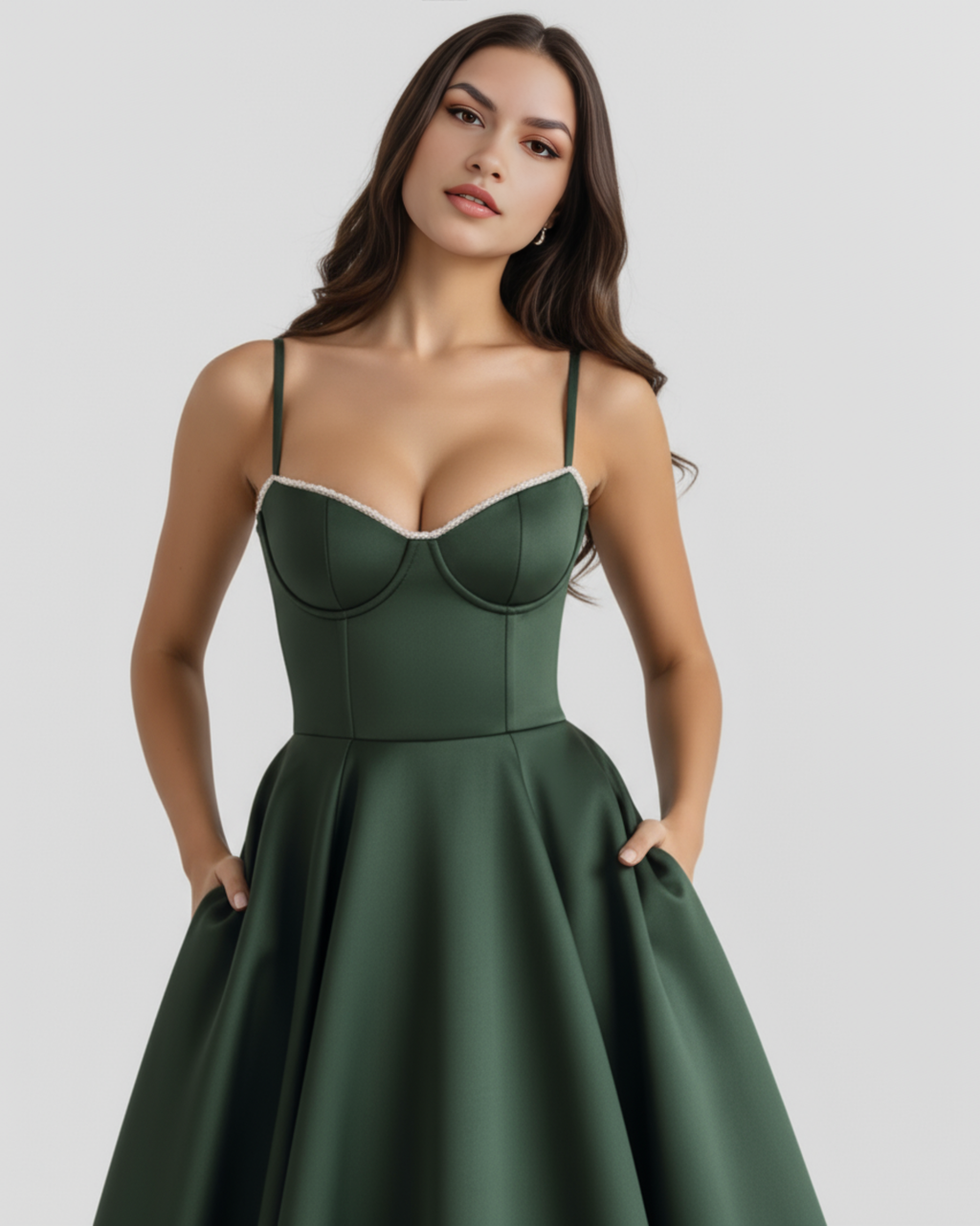 Selene - Vestido midi con capas de tul y bolsillos ocultos