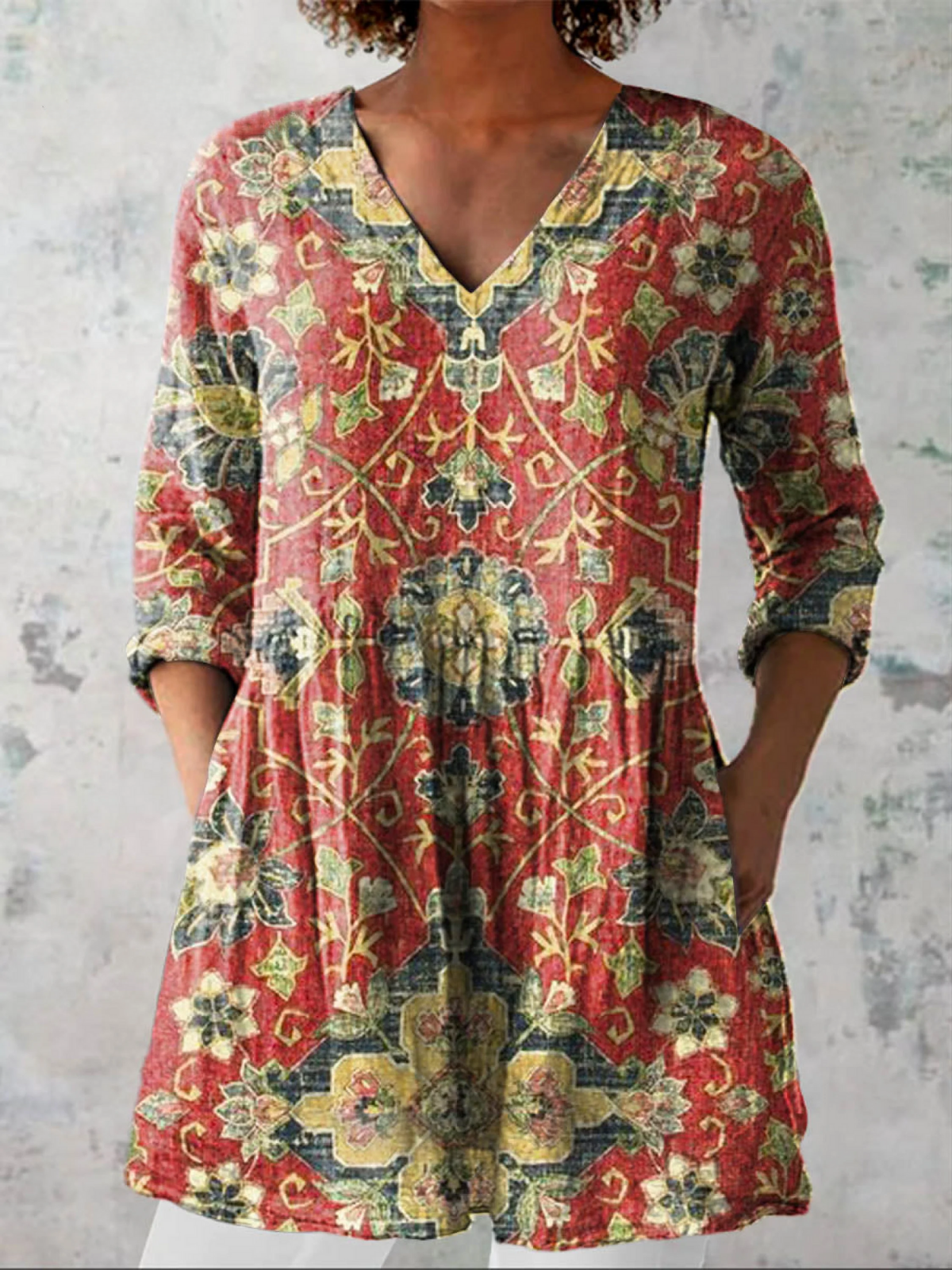 Lea - Blusa larga con cuello en V
