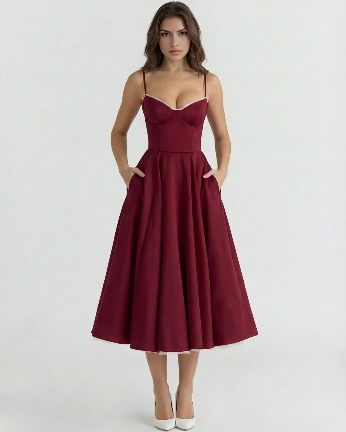 Selene - Vestido midi con capas de tul y bolsillos ocultos