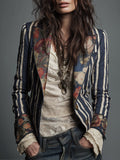 Blazer mujer bohemio con rayas y estampado floral