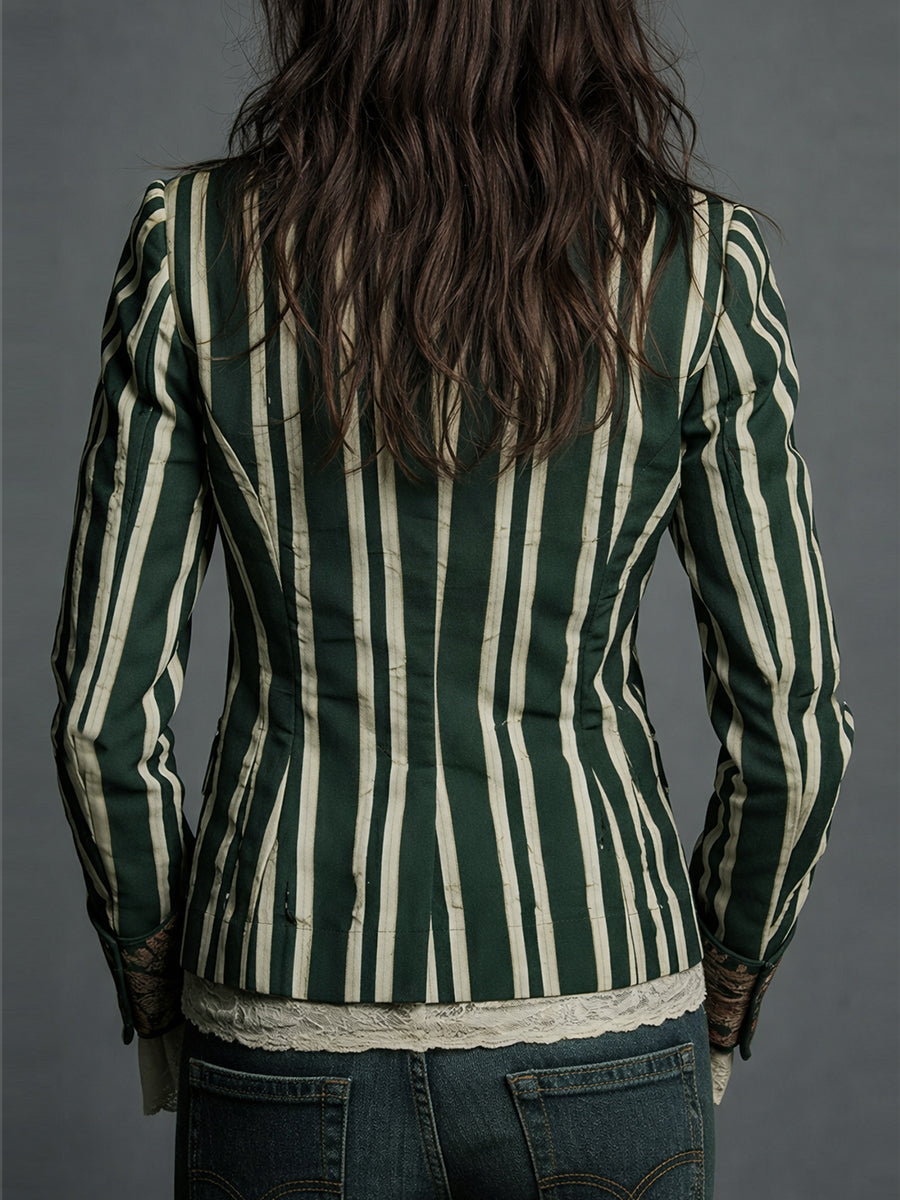 Blazer mujer bohemio con rayas y estampado floral