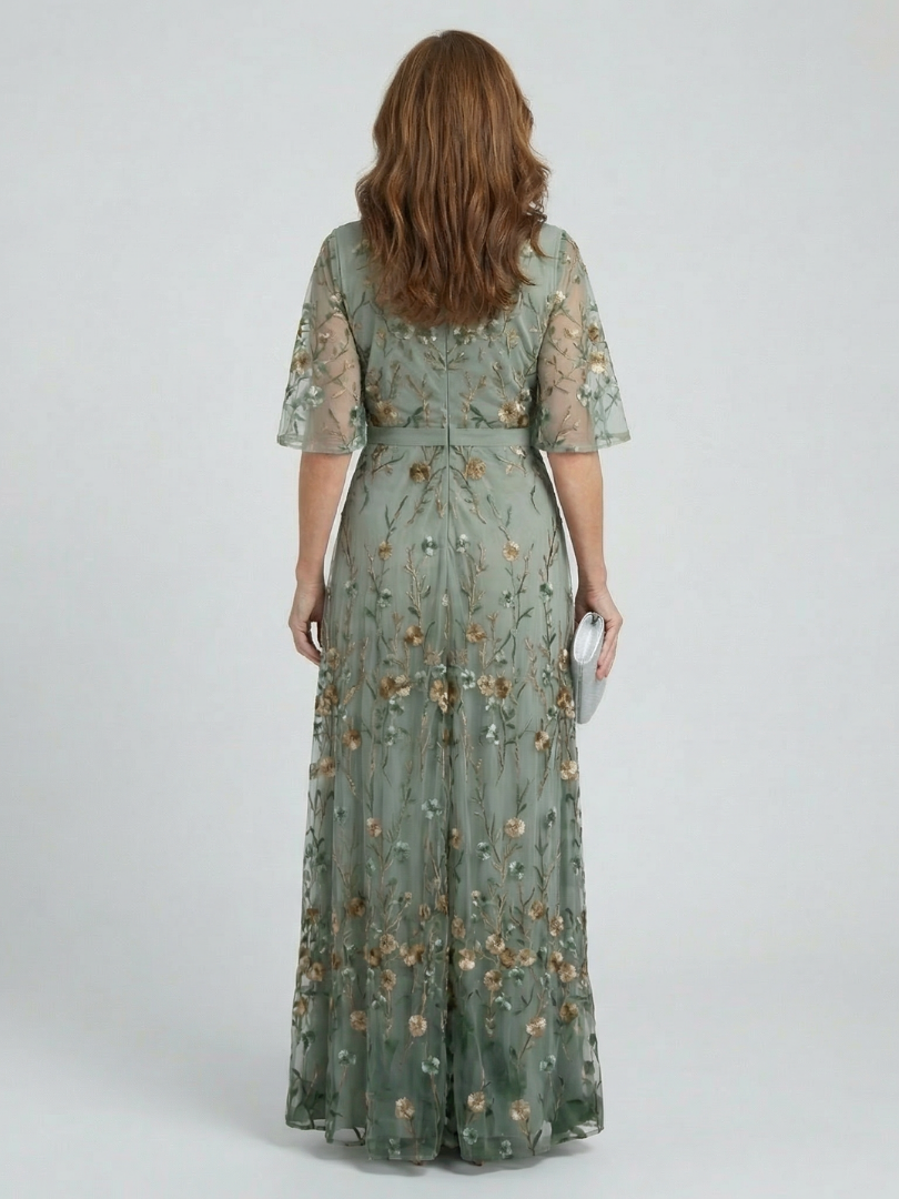 Vestido largo floral para mujer con escote cruzado
