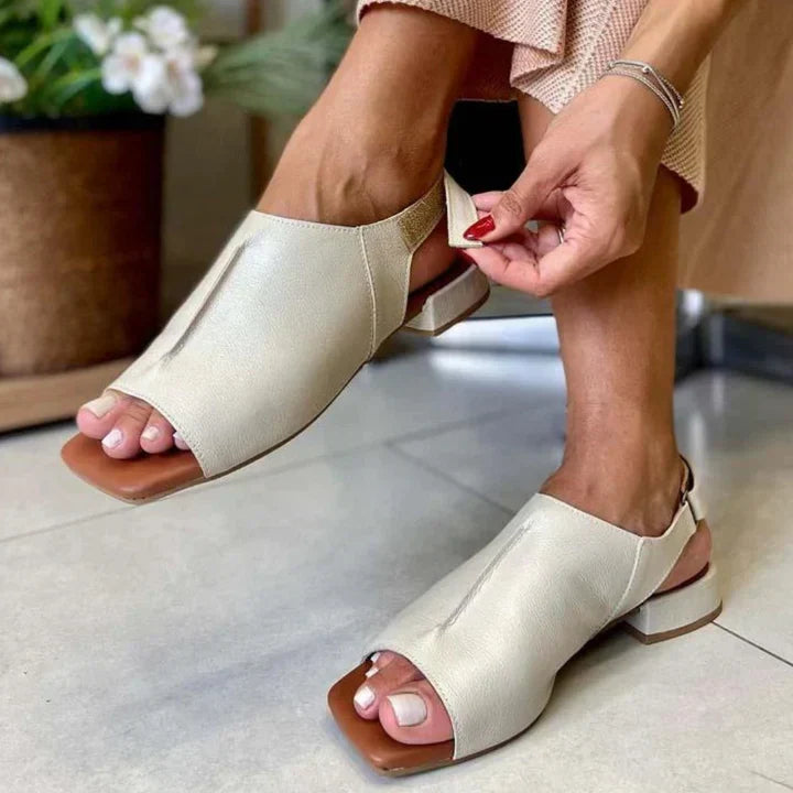 Sandalias abiertas mujer elegantes con tacón bajo cómodo
