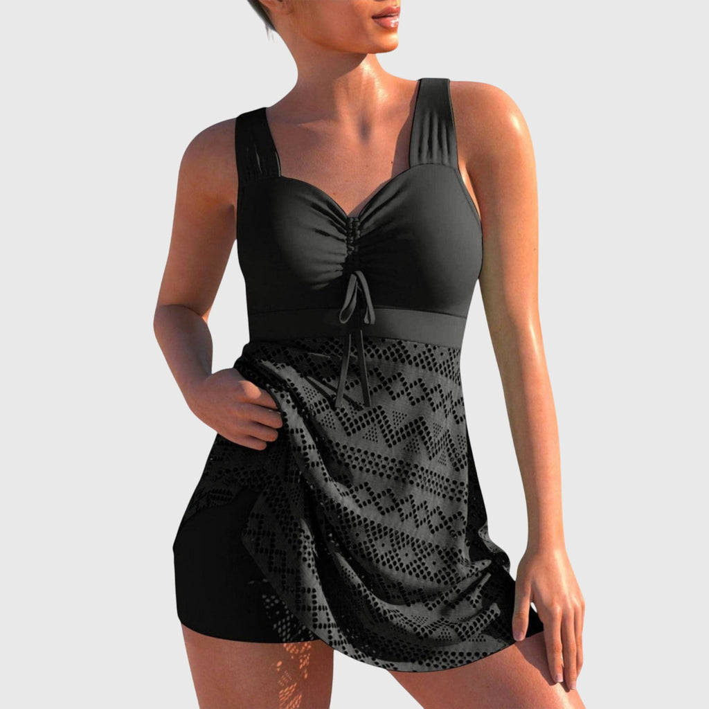 Tankini nylon elastano con falda calada y soporte para playa