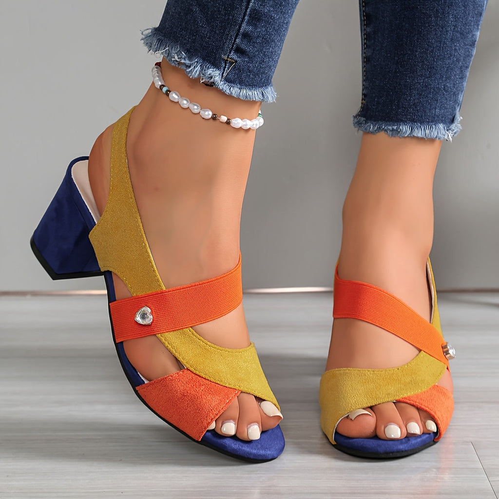Sandalias ortopédicas para damas con tacón de bloque y tiras cruzadas