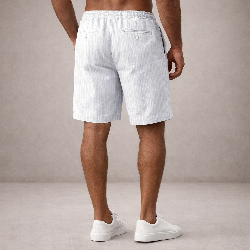 Pantalón corto lino poliéster hombre con cordón verano casual