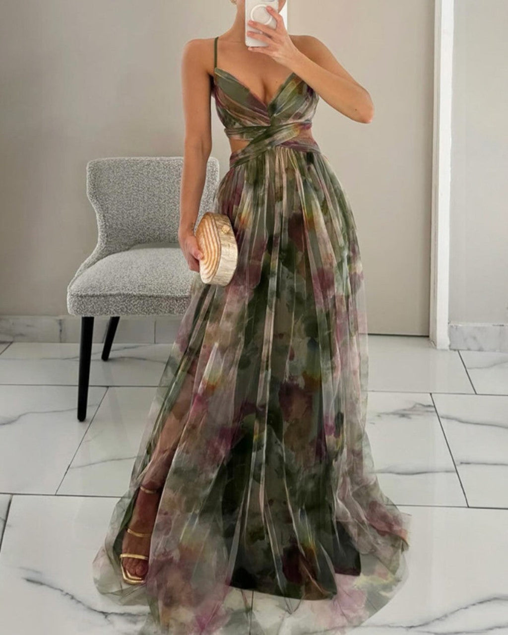 Claudia - Vestido largo y cautivador con estampado floral