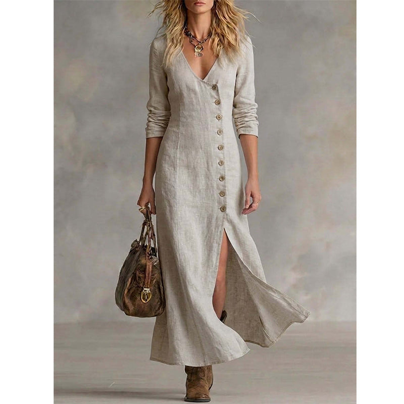 Vestido mujer vintage elegante con botones
