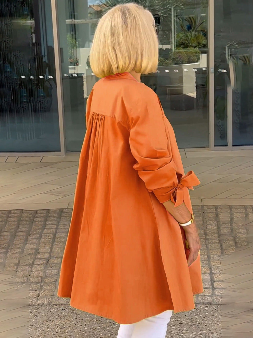 Chaqueta camisa mujer larga algodón elegante