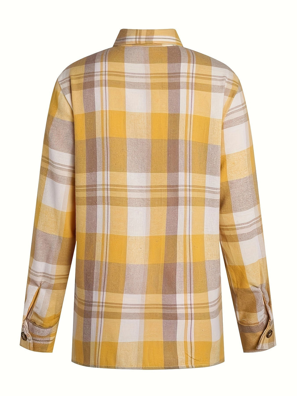 Camisa de poliéster a cuadros con botones para estilo casual