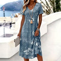 Vestido midi floral para mujer con escote en V