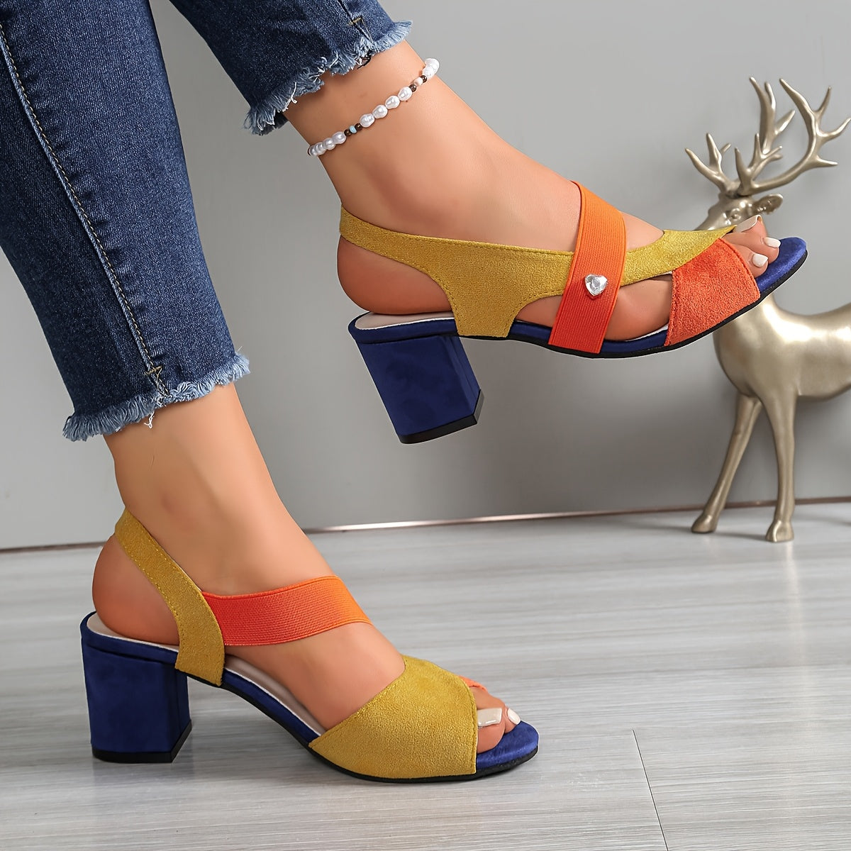 Sandalias ortopédicas para damas con tacón de bloque y tiras cruzadas